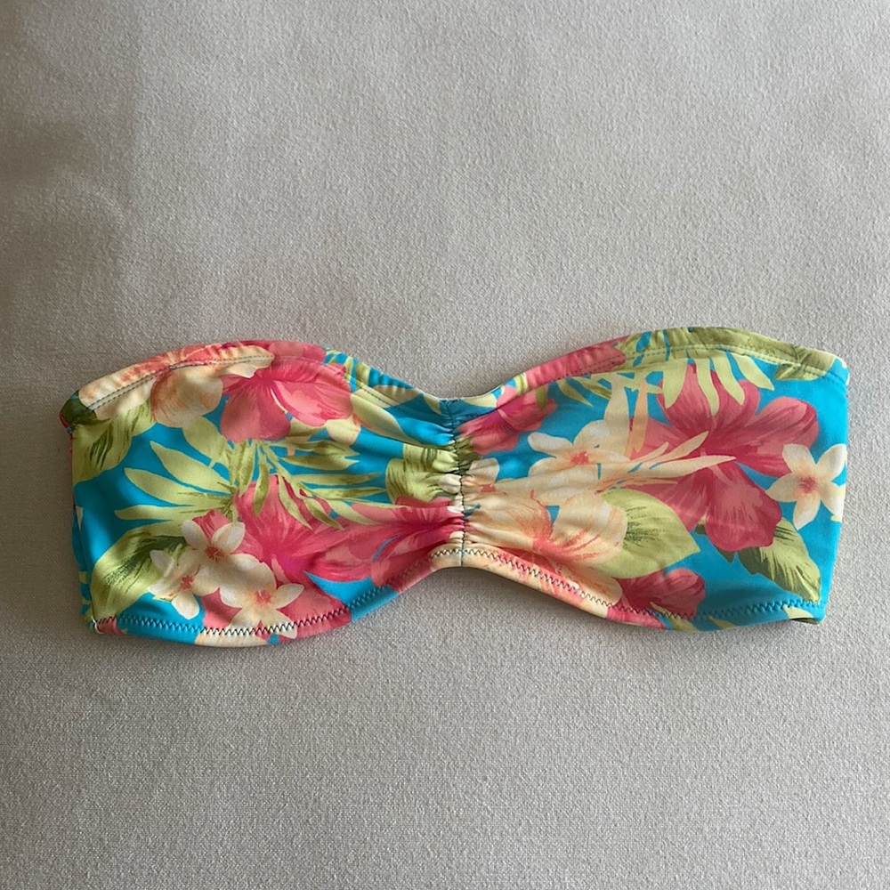 Forever 21 Floral Print Medium Bandeau Bikini Top with Removable Straps